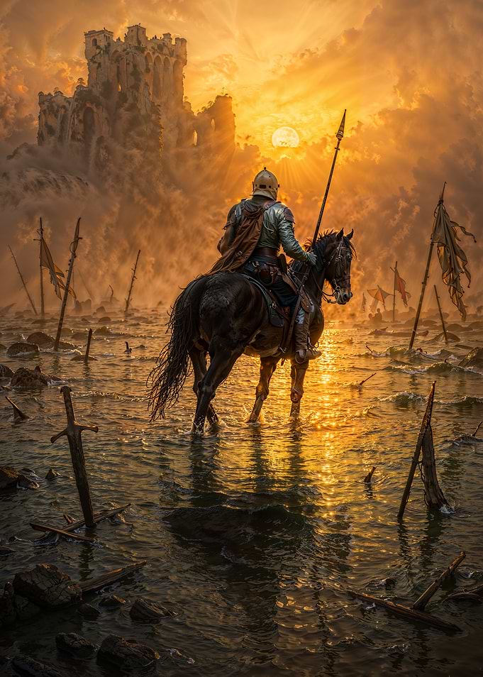Knight on Horseback in a Battlefield