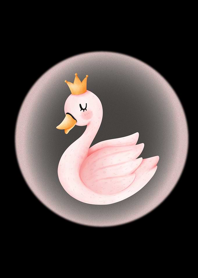 Cute Pink Swan with Crown Illustration