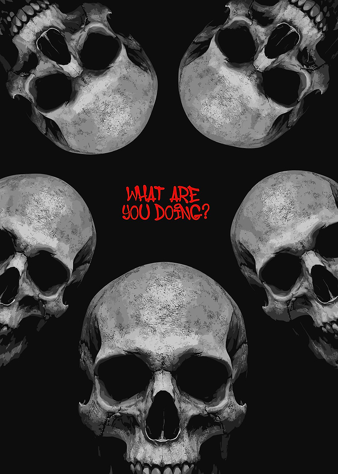 Skulls with Question