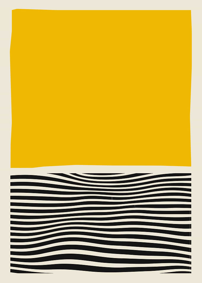 Abstract Yellow and Black Striped Art