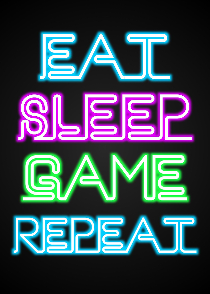 Eat Sleep Game Repeat Neon Sign