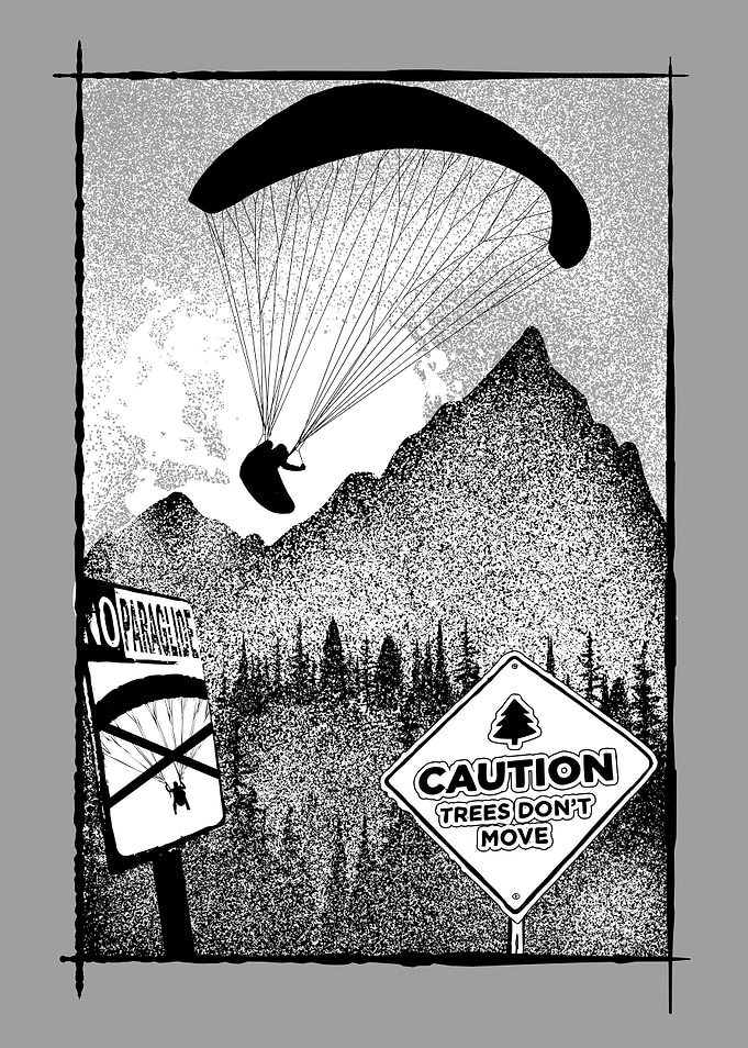 Paragliding Caution Art