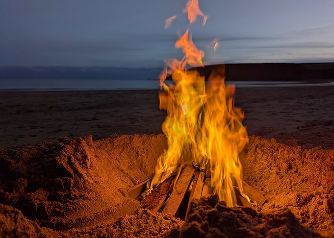 Beach Bonfire at Dusk