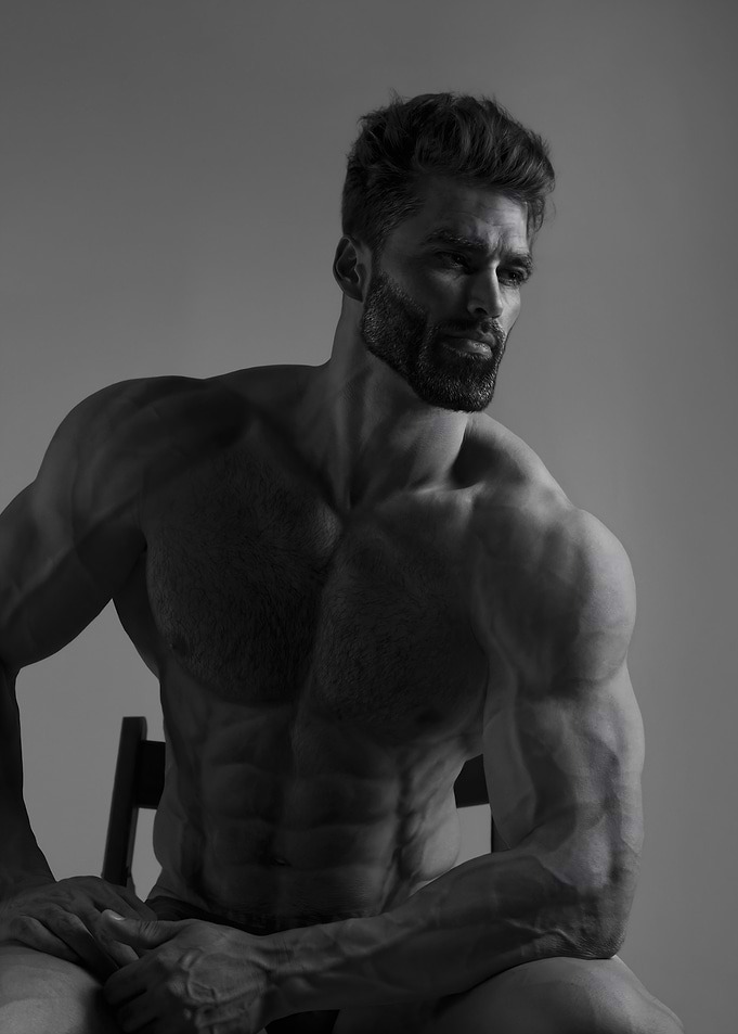 Monochrome Portrait of Muscular Man