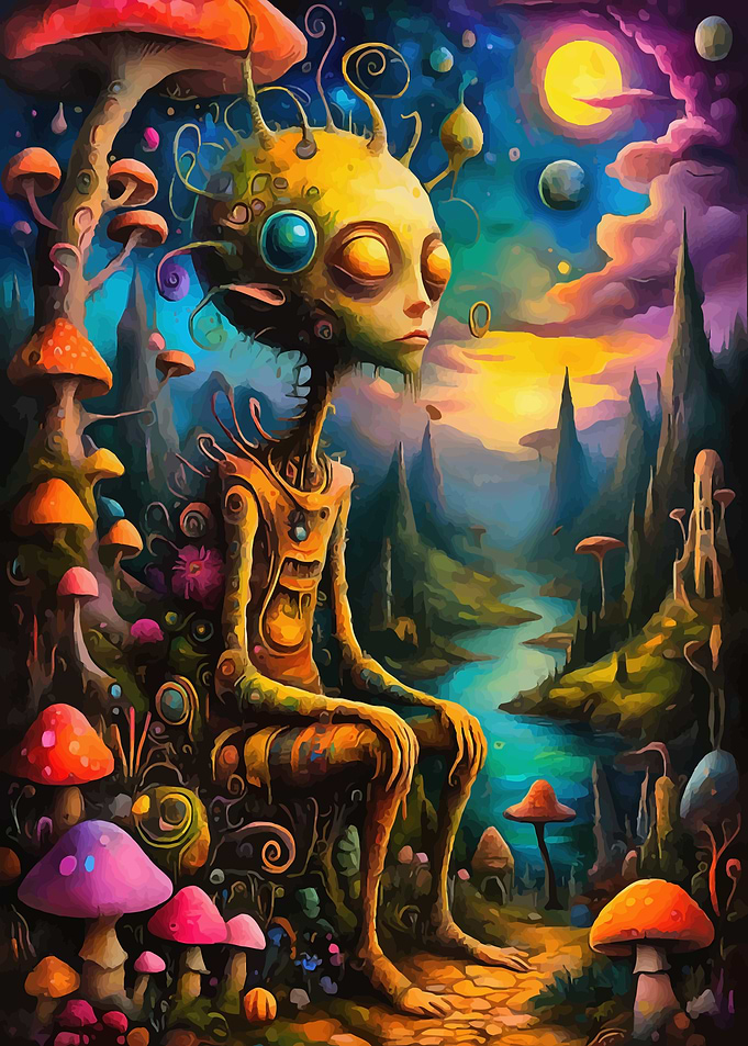 Alien in a Mushroom Forest