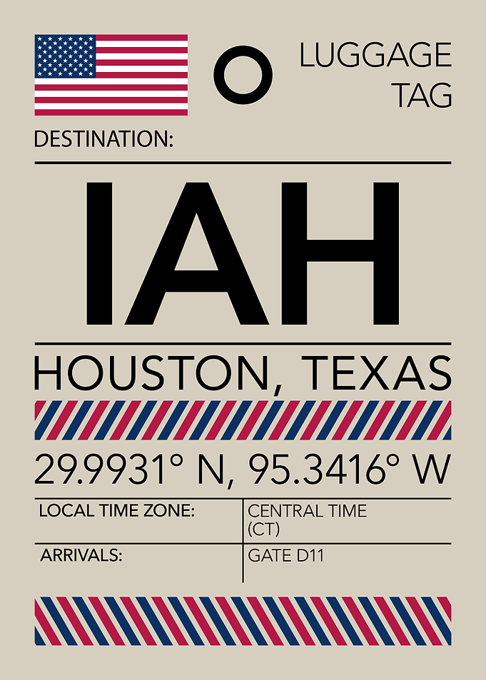 IAH Houston, Texas Airport Luggage Tag