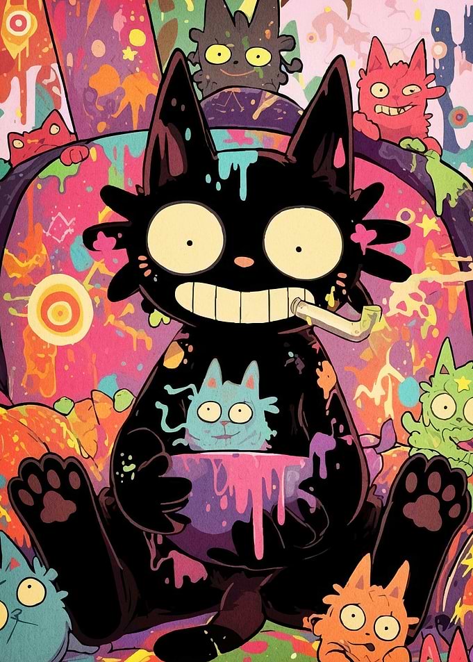 Cat Colorful Splatter
