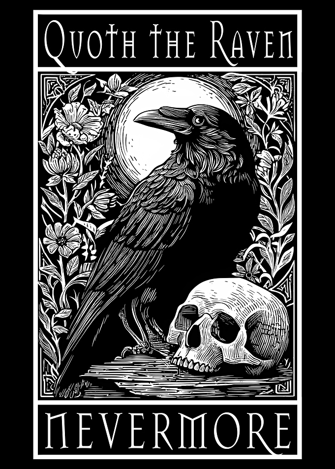Quoth the Raven, Nevermore. Edgar Allan Poe art