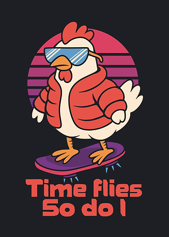 Cool Chicken on Skateboard Illustration