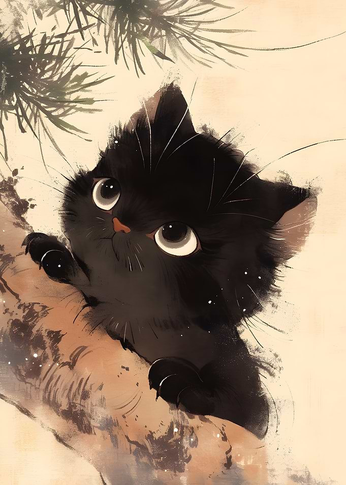 Cute Black Kitten Japanese
