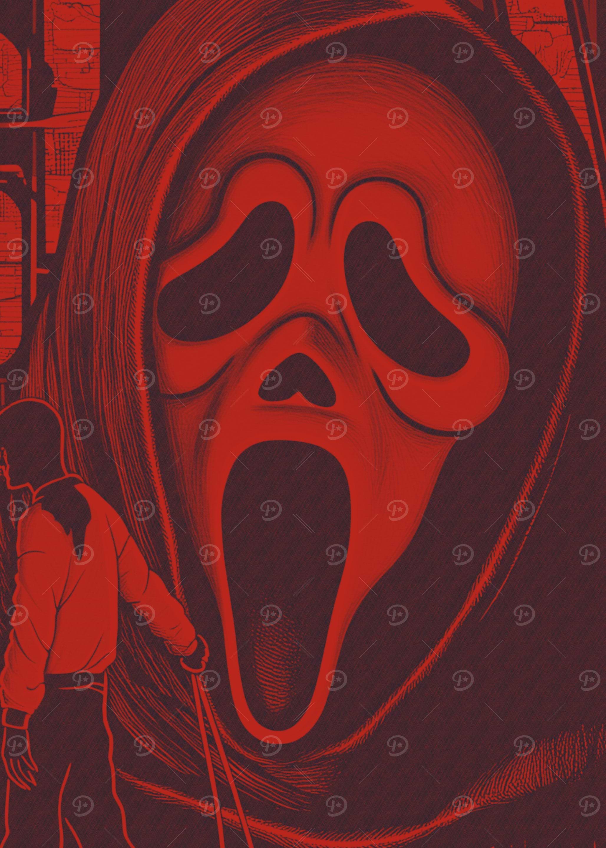 Red Scream Mask Illustration