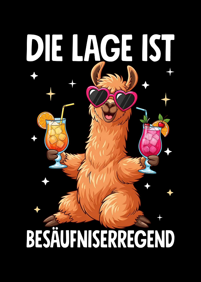 Llama with Cocktails and Sunglasses