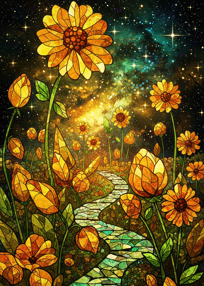 Stained Glass Sunflower Galaxy