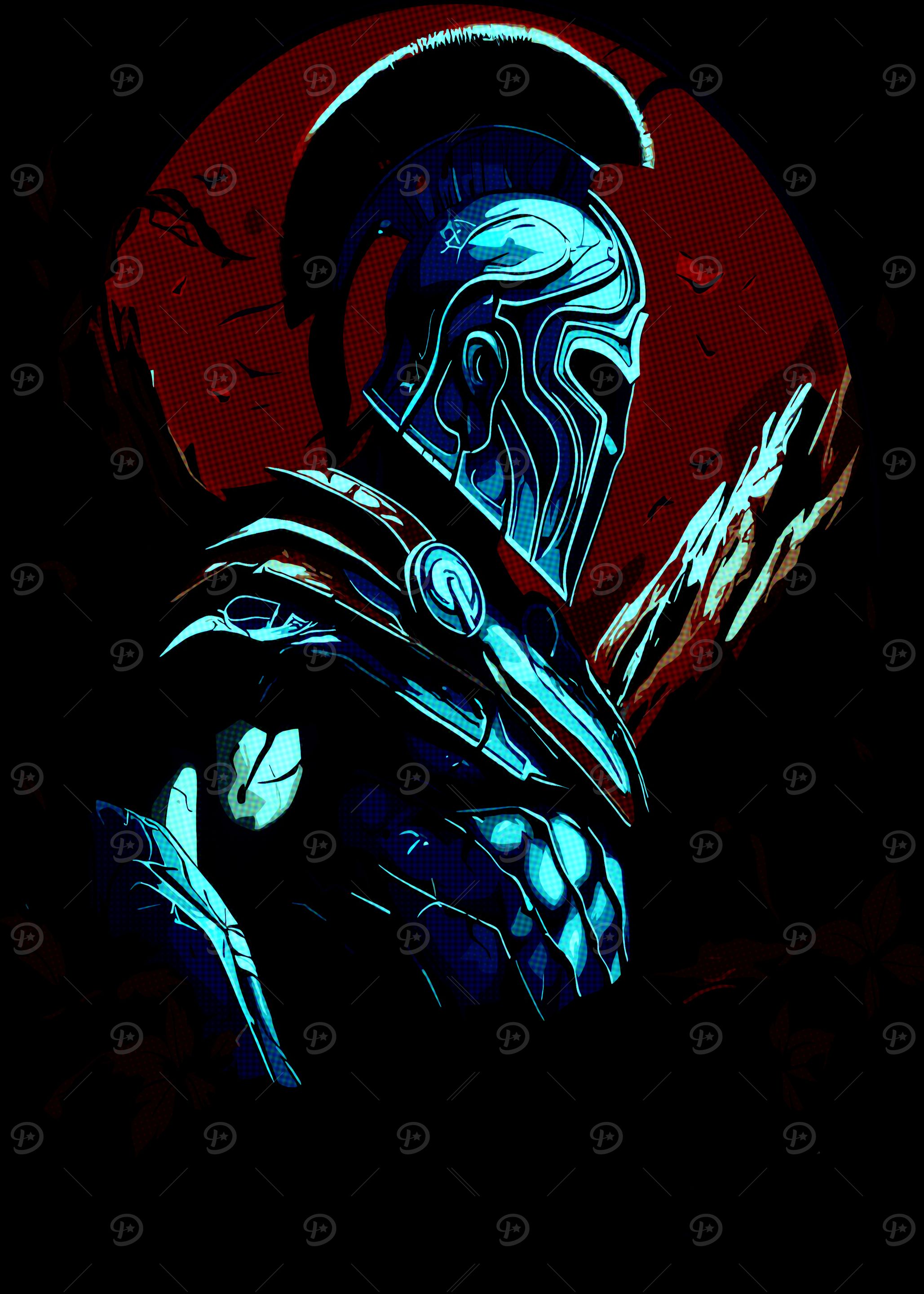 Spartan Warrior in Blue Armor
