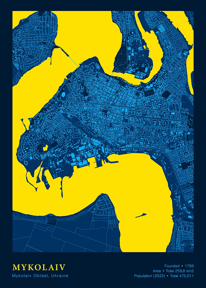 Mykolaiv, Ukraine Map Art