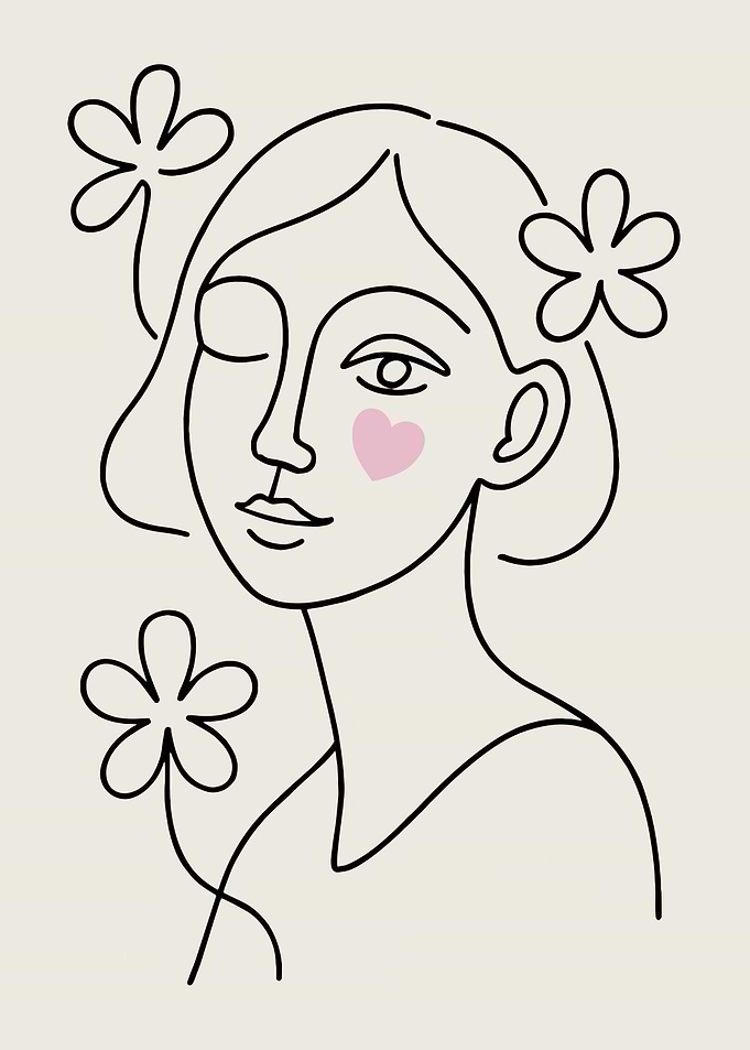 Minimalist Woman Portrait with Flowers