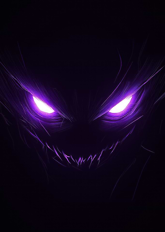 Eerie Purple Monster Face in the Dark
