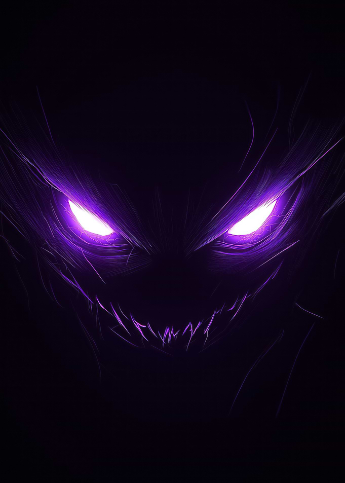 Eerie Purple Monster Face in the Dark