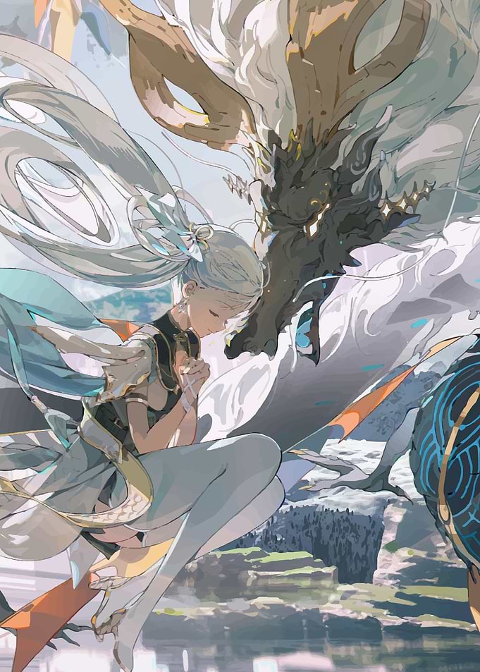 Girl and Dragon Digital Art