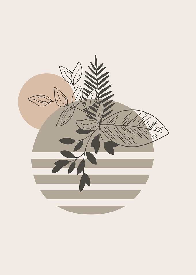 Minimalist Floral Art with Geometric Shapes
