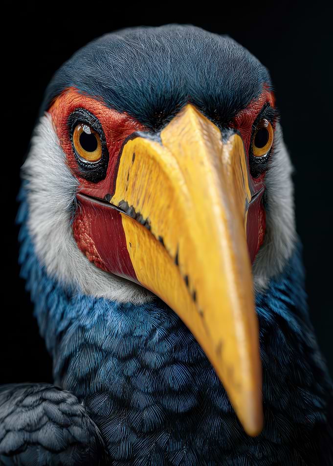 Detailed Portrait of a Hornbill Bird