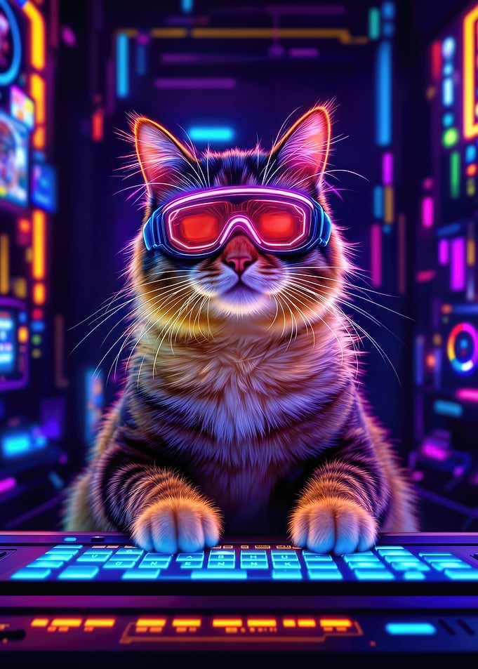 Cyberpunk Cat Gamer
