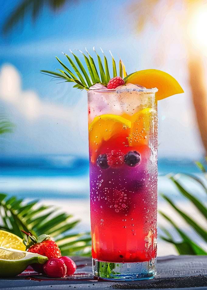 Tropical Fruit Cocktail by the Beach