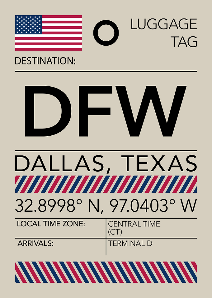 DFW Dallas, Texas Airport Luggage Tag
