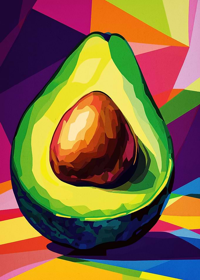 Colorful Avocado Pop Art Illustration