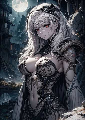 Girl in Dark Fantasy Setting