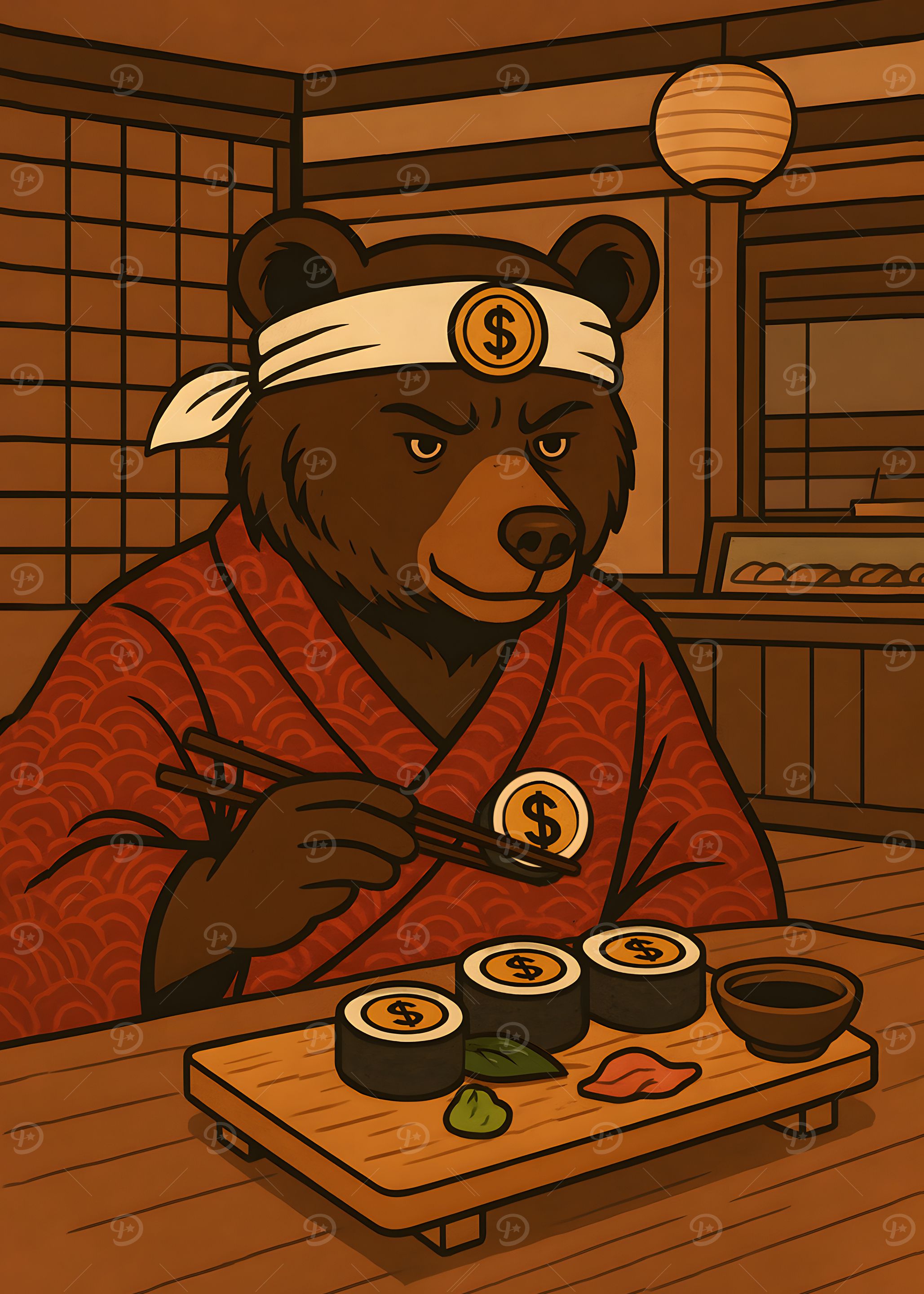 Bear Market Eating Coin-Sushi