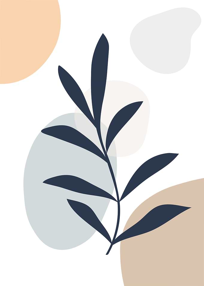 Minimalist Botanical Art with Abstract Shapes