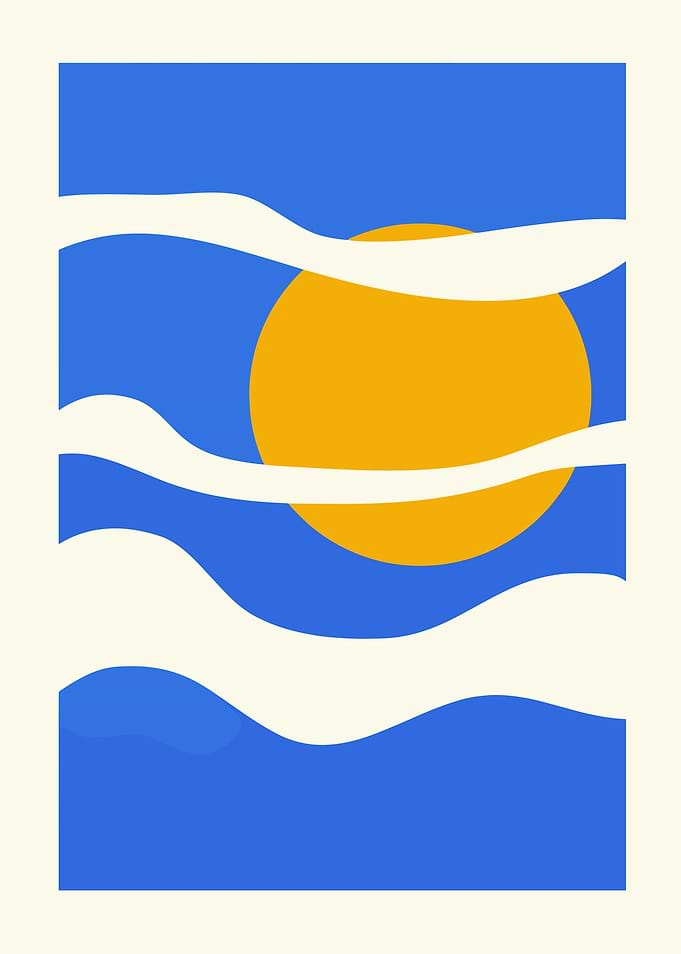 Abstract Sun and Waves Illustration