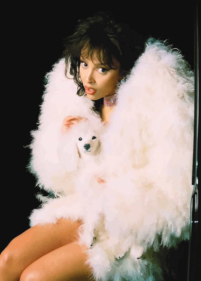 Woman with Poodle in Fur Coat
