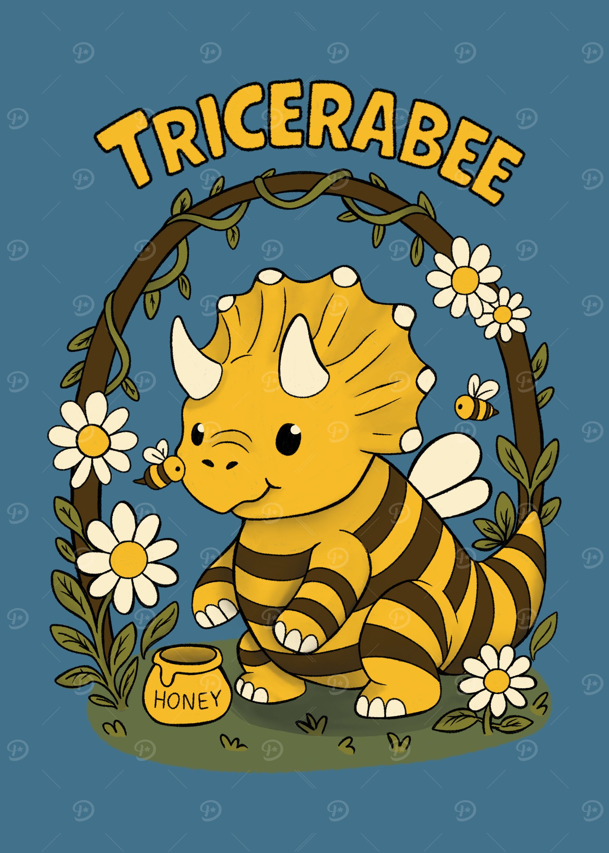 Tricerabee Cartoon Illustration
