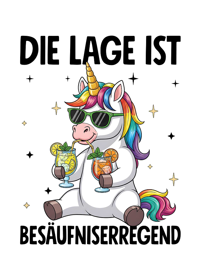 Unicorn with Cocktails - Funny Cartoon