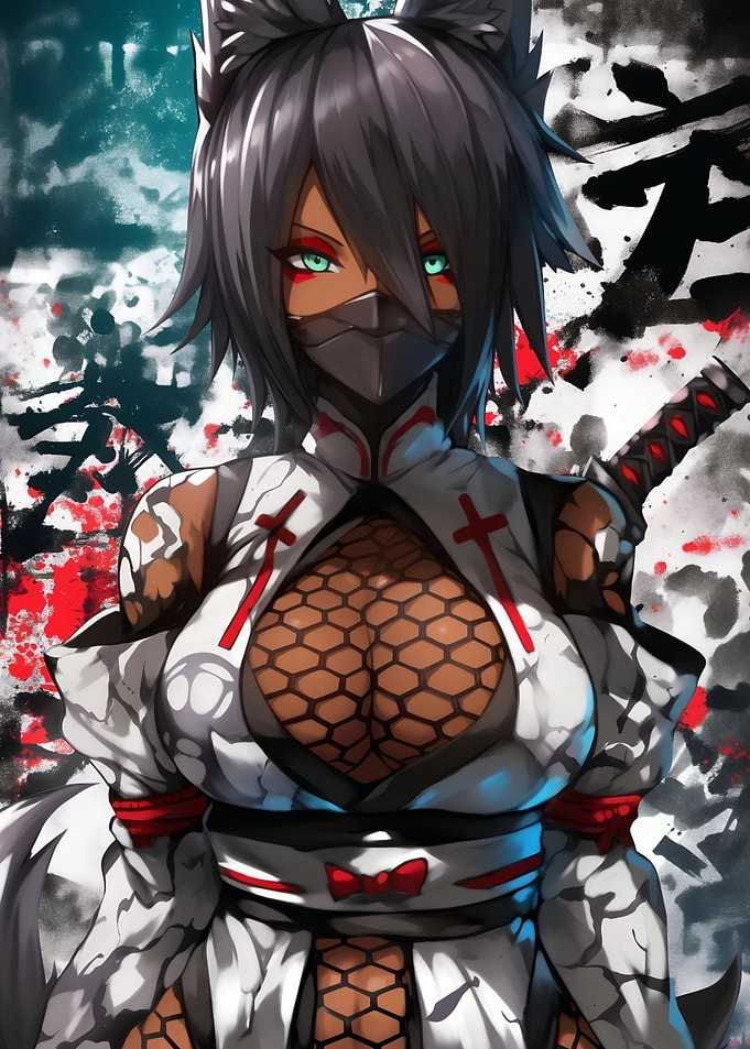Anime Ninja Girl with Wolf Ears