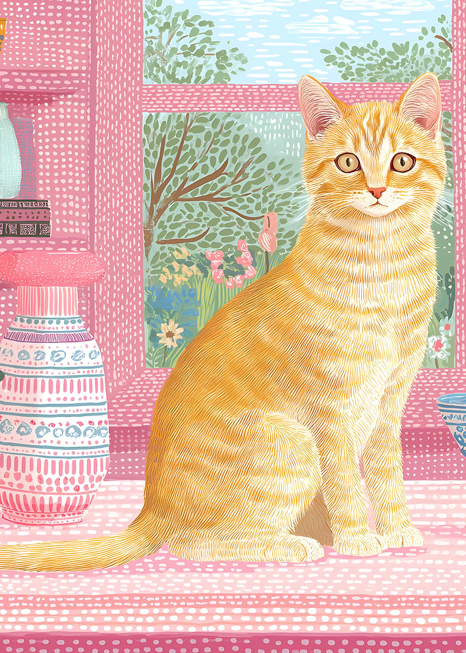 Ginger Cat by the Window
