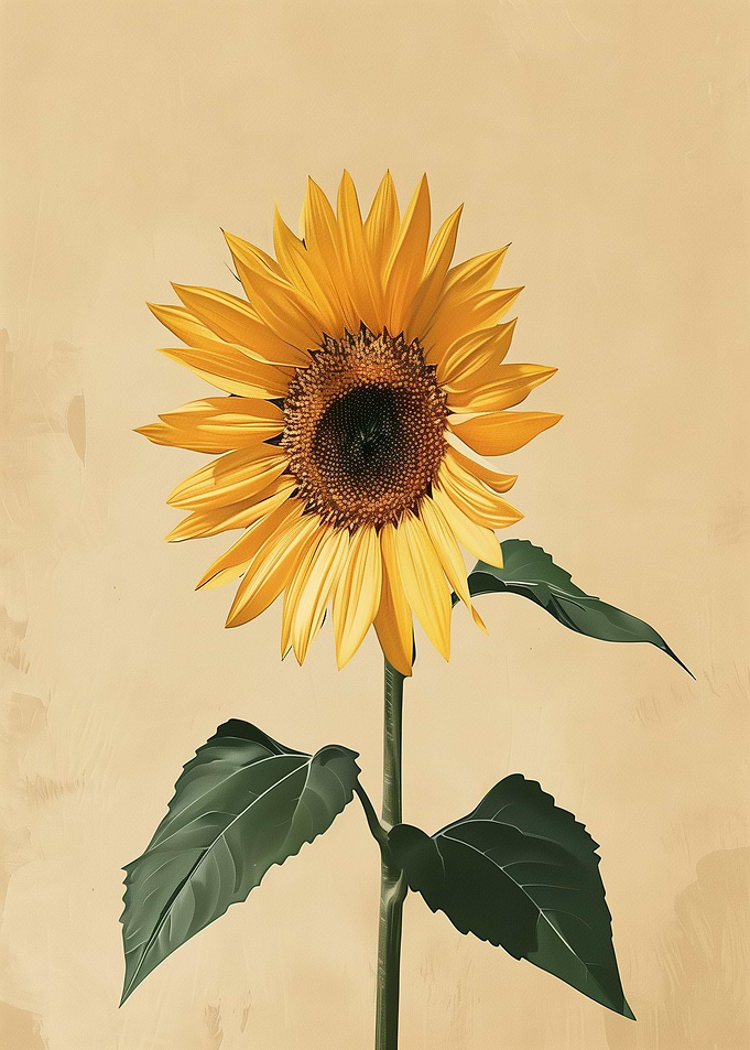Sunflower on Beige Background