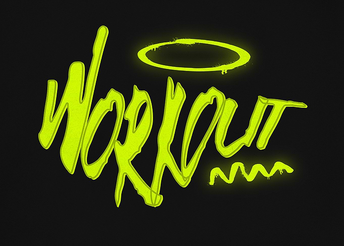 Workout Neon Graphic on Black Background