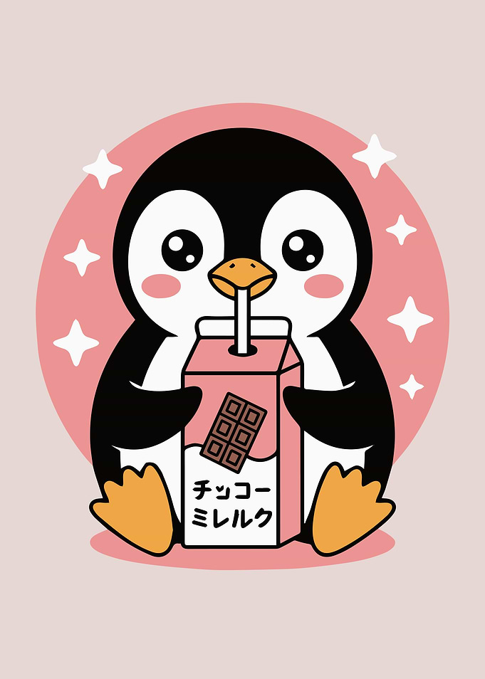 Cute Pigeon Drinking Chocolate Milk