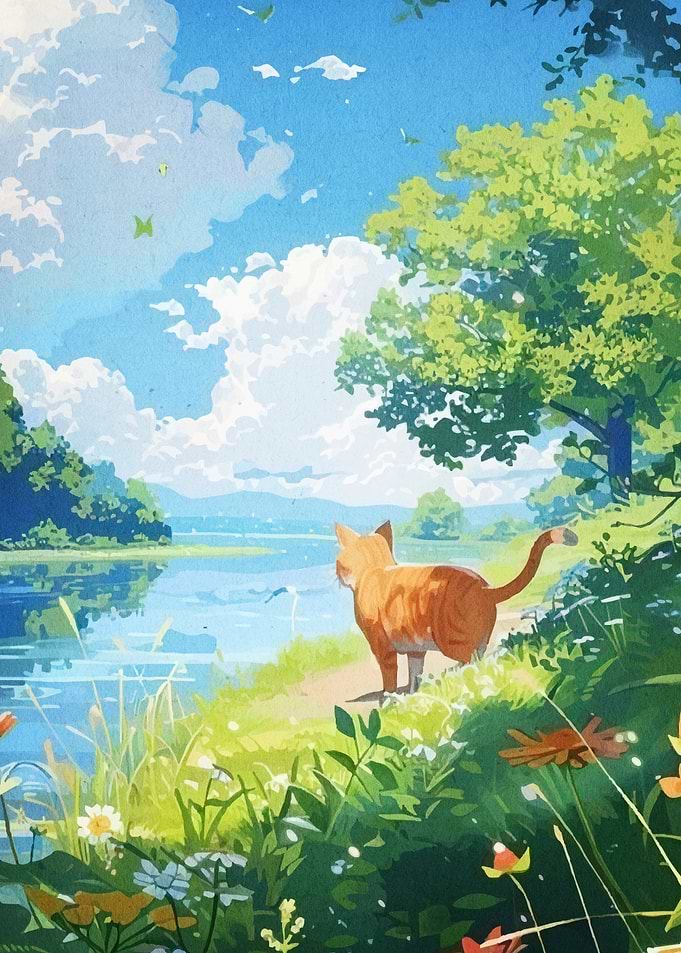 Cat by the Lake