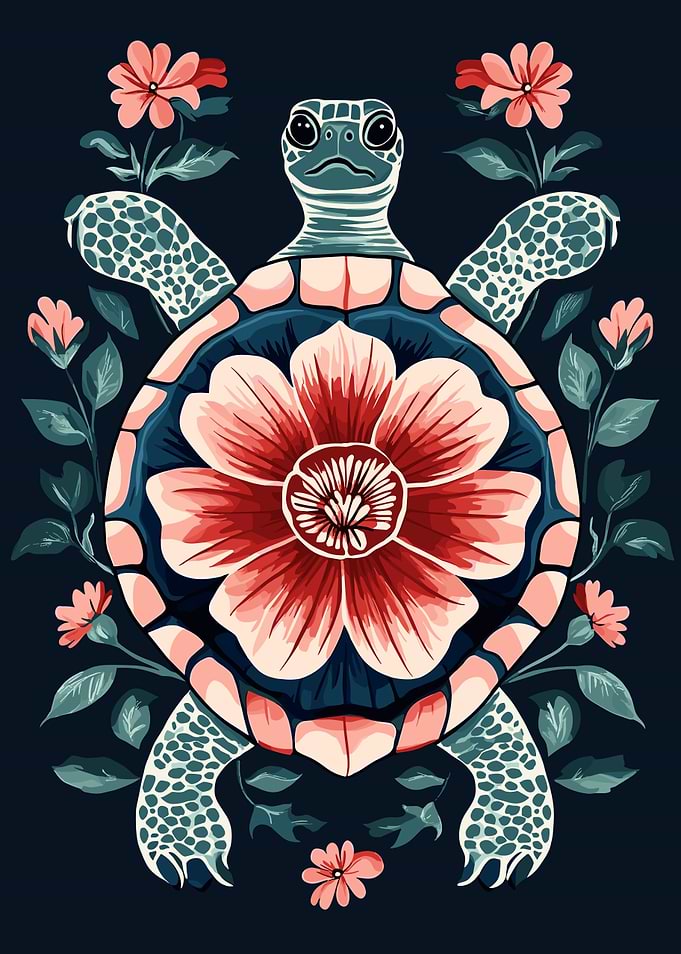 Floral Turtle Illustration