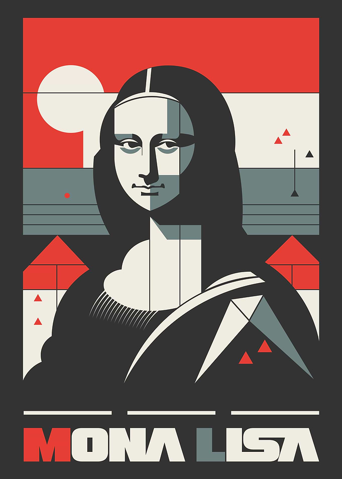 Geometric Mona Lisa Art Print