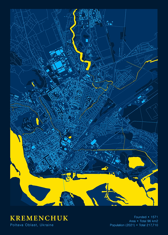 Kremenchuk, Ukraine City Map Art