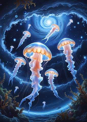 Jellyfish in a Cosmic Ocean