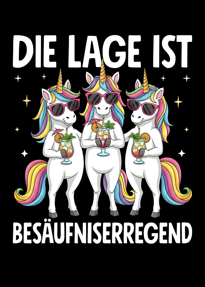 Unicorns with Cocktails - Funny German Text