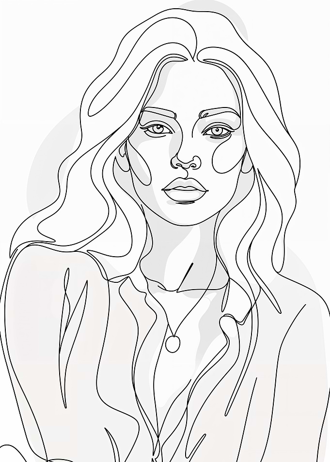 Minimalist Woman Line Art Portrait