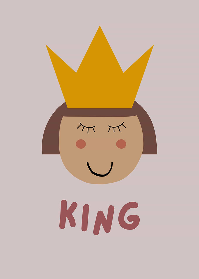 Cartoon King with Crown Illustration