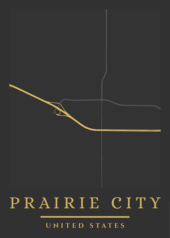 Prairie City, United States Map Art